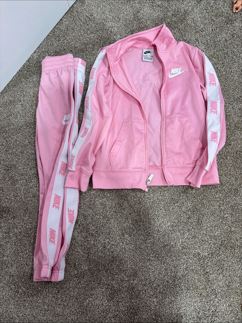 Nike Pink Athletic Track Jacket and Jogger Set- size small 4-5 years